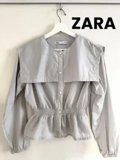 ZARA グレー ボタン付き シャツ S