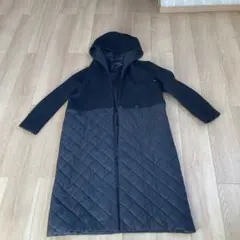黒 キルティング フード付き ロングコート 冬2割セール￼