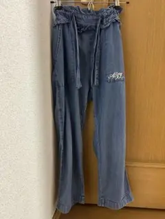 アルジー 刺繍ロゴ付きロングパンツ デニムブルー