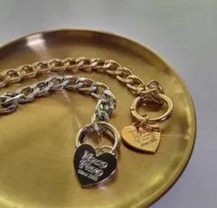 ゴールドとシルバーのチェーンキーリング　ハンドメイド材料2本セット