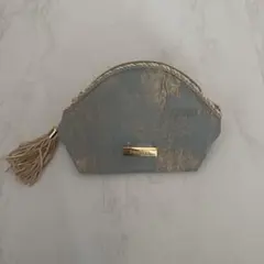 【新品、綺麗】Francfranc タッセル付きブルーポーチ