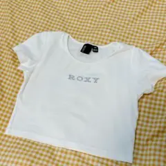 ROXY ホワイト クロップド　Tシャツ M チビT ロキシー　ラメ　ギャルのサムネイル