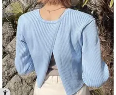 mystic ミスティック バックスリットショートニット リブ編み長袖トップス