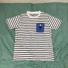 グラニフ Tシャツ 白黒ボーダー S ビューティフルシャドー ポケット 刺繍のサムネイル