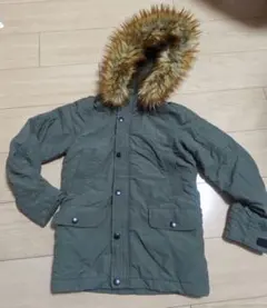 【130】ファー付きオリーブグリーン中綿ジャンパーコート