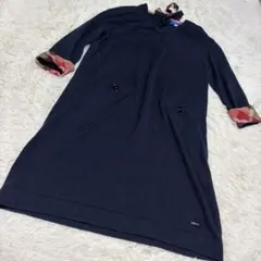 美品✨ ブルーレーベルクレストブリッジ 長袖 ニットワンピース ネイビー M