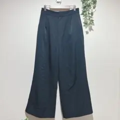 【ニコアンド】レディース　スラックス　ワイド　Lサイズ 後ろゴム仕様　紺色