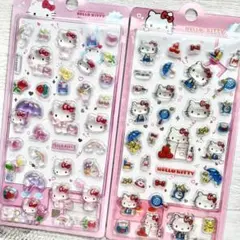 【正規品】キティ ラメ入りキラキラ うるうる硬いシール 2枚セット