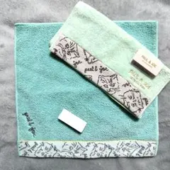 taka09様 ２枚 新品 ポール&ジョー 猫 グリーン ハンドタオル