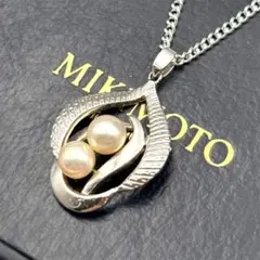 【花珠級】 ミキモト ネックレス 2珠パール あこや真珠 テリ強 5.5mm