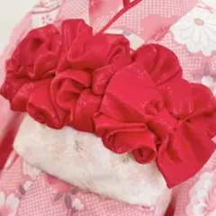 帯揚げ真っ赤なリボンフリル　七五三　成人式振袖　卒業式袴　浴衣着物　帯飾り　七五