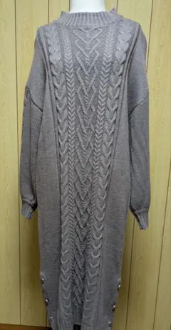 【OLIVE des OLIVE】 ケーブル編み ロングニットワンピース