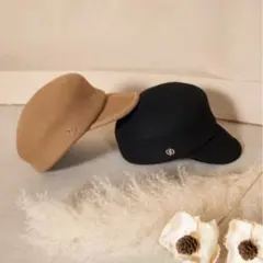 【新品】Dモチーフフェルトジョッキー　ベージュ　帽子