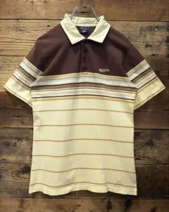 【90s SURF】　CRU クルー　ボーダーポロシャツ　イエロー×ブラウンのサムネイル