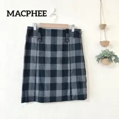 MACPHEE マカフィー ウール ブロックチェック スカート グレー 38のサムネイル