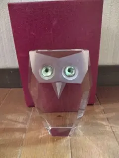 【新品未使用】クリスタルガラス フクロウ 置物 開運 縁起物 ふくろう