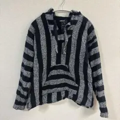 1点もの⭐️古着 ストライプ フード付き 厚手 パーカー メキシカンパーカー