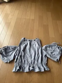グレー フリル付きオフショルダーシャツ Mサイズ