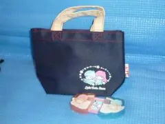 A★KFCサンリオミニトートバックリトルツインスターズキキララとコンパクトミラー