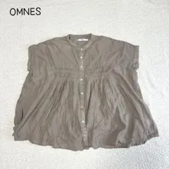 オムネス　バンドカラーブラウス ふんわり　フェミニン　オフィスカジュアル　可愛い