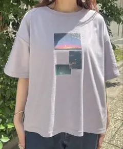 axes femme 星空プリント吸水速乾Ｔシャツ　薄紫のサムネイル