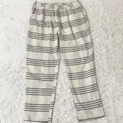 a.v.v メンズ チェック　イージーパンツ ワイドパンツ　L アイボリー