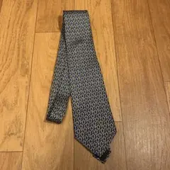 LANCEL ネクタイ ネイビー/イエロー 幾何学模様