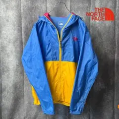ノースフェイス 軽量 ナイロンパーカー ブルー×イエロー メンズ M