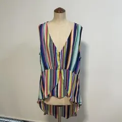 【美品】SOHO JEANS マルチストライプ ノースリーブチュニック L