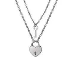 2セットネックレス サージカルステンレス 【爆売】 シルバーハートキー鍵