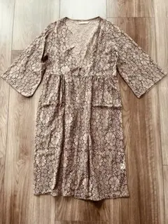 Mサイズ　ロングカーディガン　レース　ブラウン　ロング　ブラウス