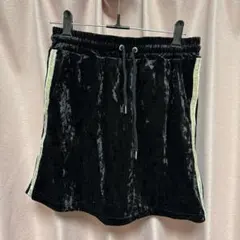 黒 ベルベット ミニスカート サイドライン