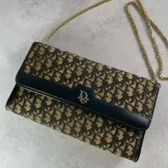 【良品】Christian Dior トロッター チェーンショルダーバック