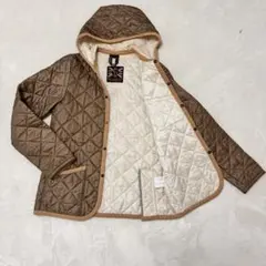 春先アウター ラベンハム 英国製 フード キルティングジャケット 36 ブラウン