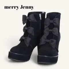 merry Jenny グログランリボンブーツ りぼん オールブラック 23.5