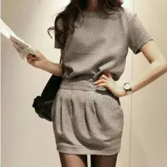 新品 送料無料♪千鳥格子　セットアップ(00005)