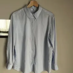 UNIQLO 水色 ストライプ 長袖シャツ XL