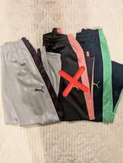 Puma ストライプジャージパンツ グレー/パープル