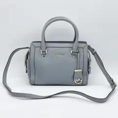 【美品】マイケルコース　2way ショルダーバッグ　レザー　薄青　ゴールド金具
