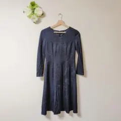 ★美品★クードシャンス デニム調 長袖フレアワンピース【36/S】