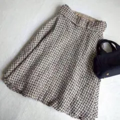 トランテアンソンドゥモード◇ツイードスカート チェック柄 ベルト付 38