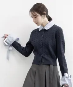 RANDA 2WAY シャツドッキングレイヤードニット ネイビーのサムネイル