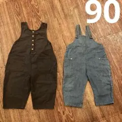 90センチ　tete a tete オーバーオール 2点セット