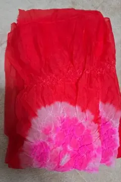 赤とピンクの結び帯 レースの付いた結び帯 2点セット