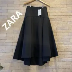 Zara ブラックアシンメトリックヘムロングスカート XS