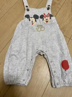 ミッキー・ミニー プリントオーバーオール風ロンパース　サイズ80