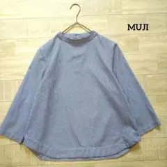 MUJI 無印良品 コットン ストライプ 七分袖 シャツ M