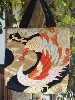 最終お値下げ　ハンドメイド帯バッグ　孔雀