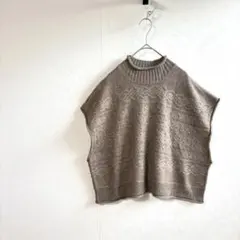 美品 シーズンリーズン しまむら ケーブル ニット ベスト ハイネック XL