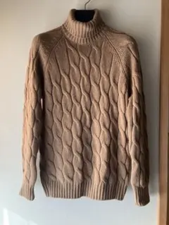 22AW GRAN SASSO ウール 5G タートルネックニット 茶色 48